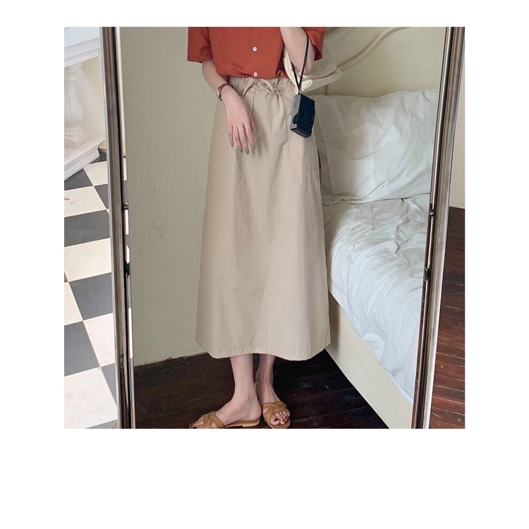 Chân váy dây rút eo chất kaki mềm hàng đẹp vải mịn dáng dài