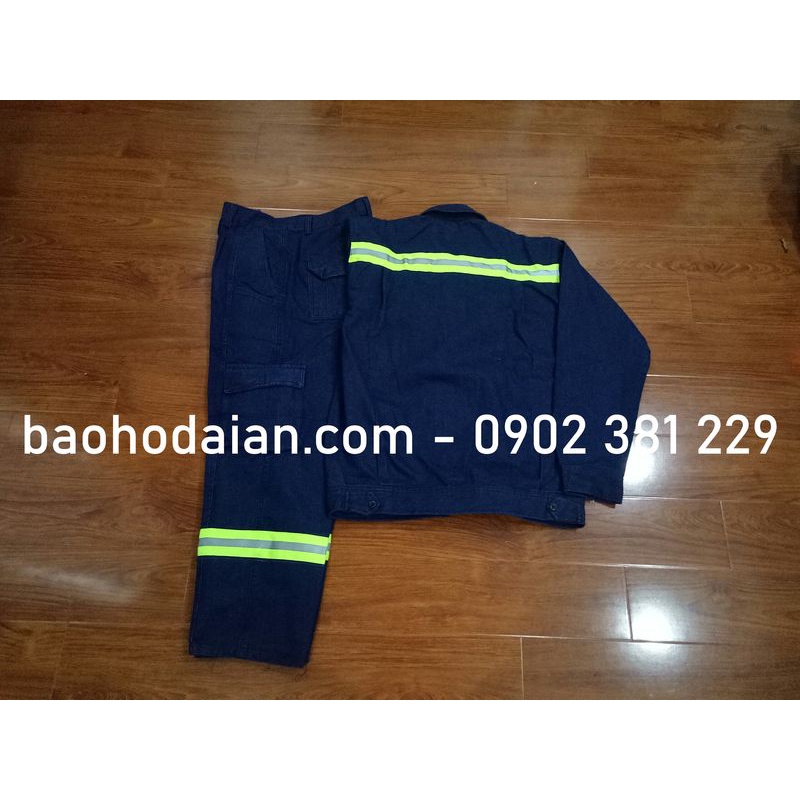 Quần áo jean thợ hàn túi hộp may phản quang