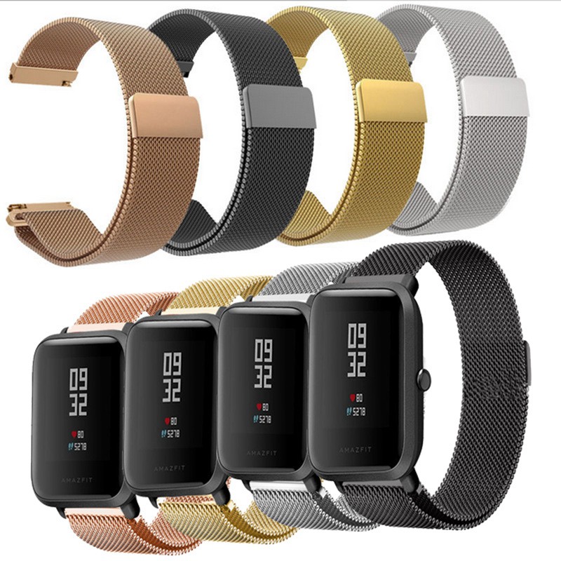 Dây Đeo Thay Thế Chất Liệu Kim Loại Dạng Lưới Có Nam Châm Cho Xiaomi Huami Amazfit Bip Bit Youth 44mm