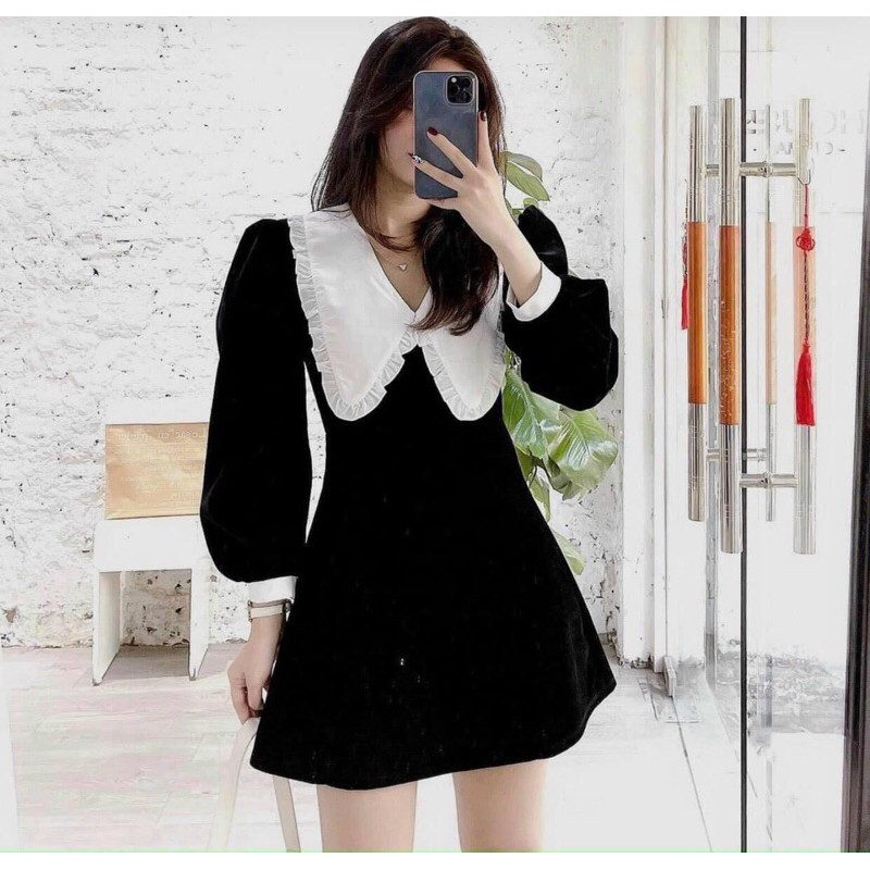 ĐẦM ĐEN CỔ SEN TRẮNG
