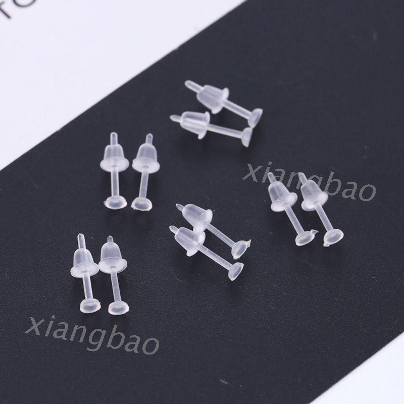 Set 100 Kẹp Bông Tai Bằng Nhựa Trong Suốt Tự Làm Tiện Dụng