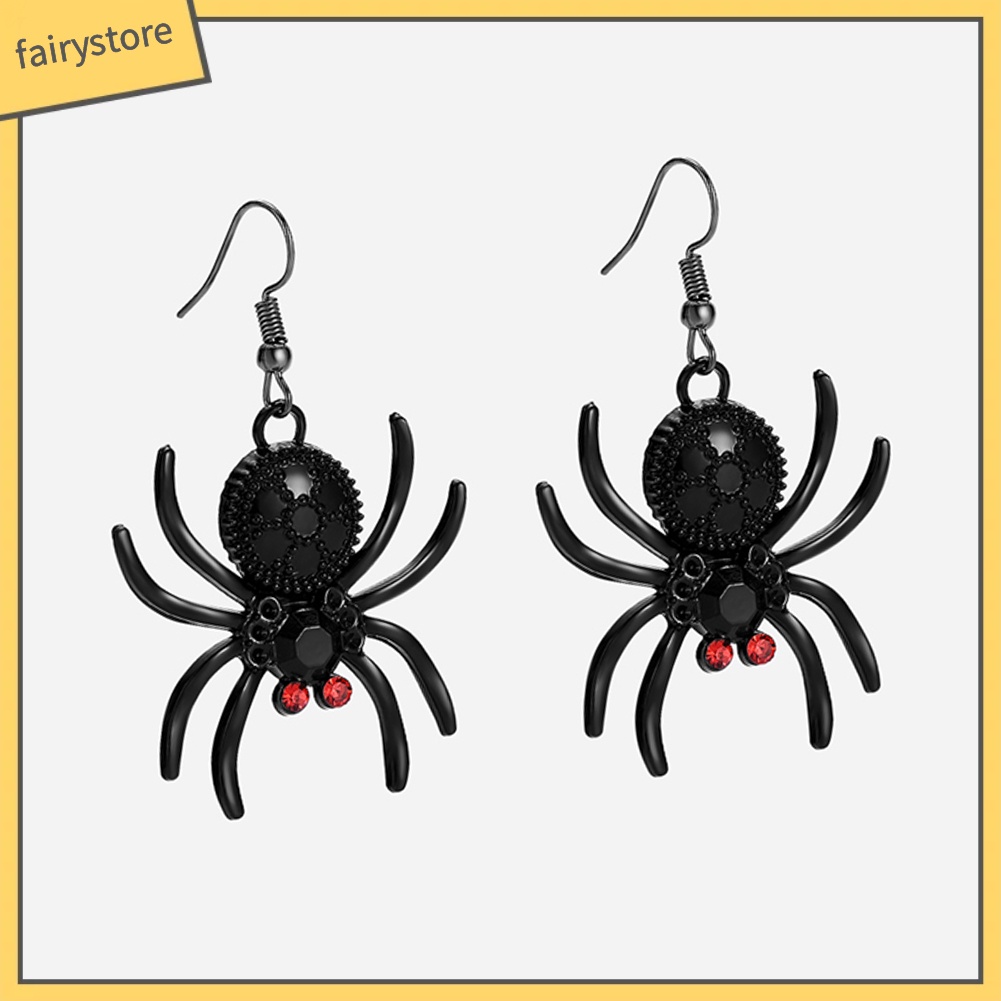 2 Đôi bông tai hình nhện phong cách Gothic cho nữ