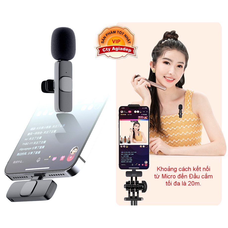 [Mã ELHACE giảm 4% đơn 300K] Micro ghi âm thanh khi quay phim video vlog bằng điện thoại chống nhiễu K1