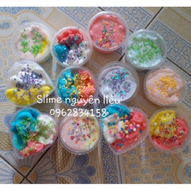 Freeship 50K 💥 Slime Chất Nhờn Ma Quái : Slime mây slime bơ slime xốp slime basic... kèm màu, cốm ảnh thật tự chụp