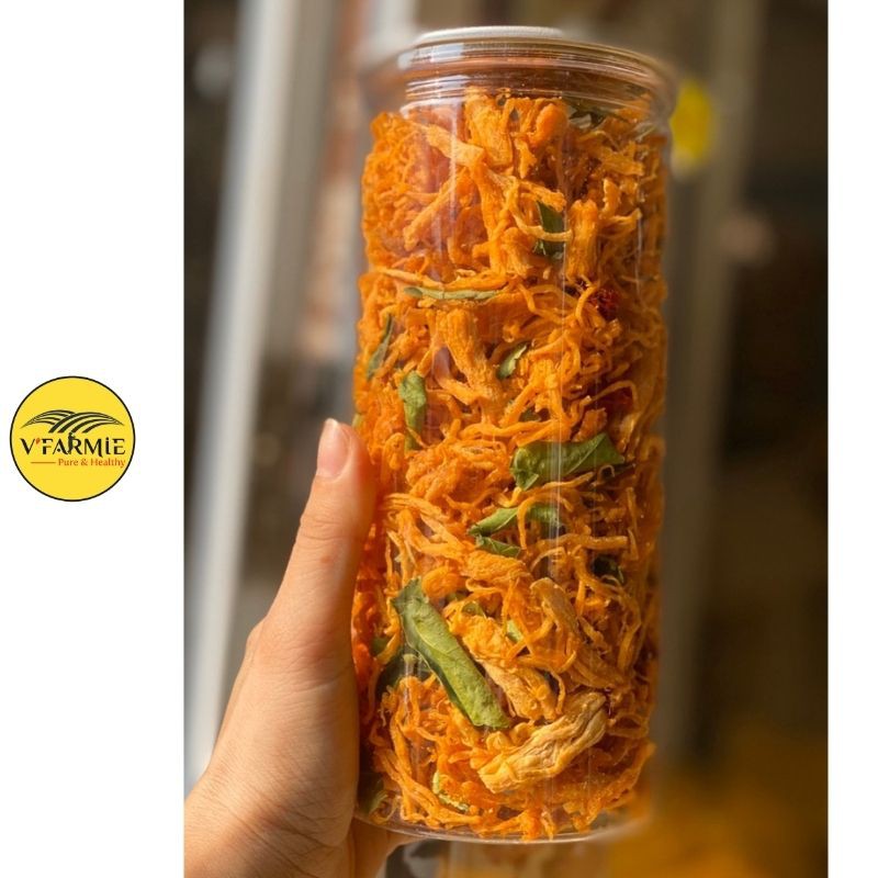 Khô gà lá chanh xé cay hộp 300g đồ ăn vặt VFarmie