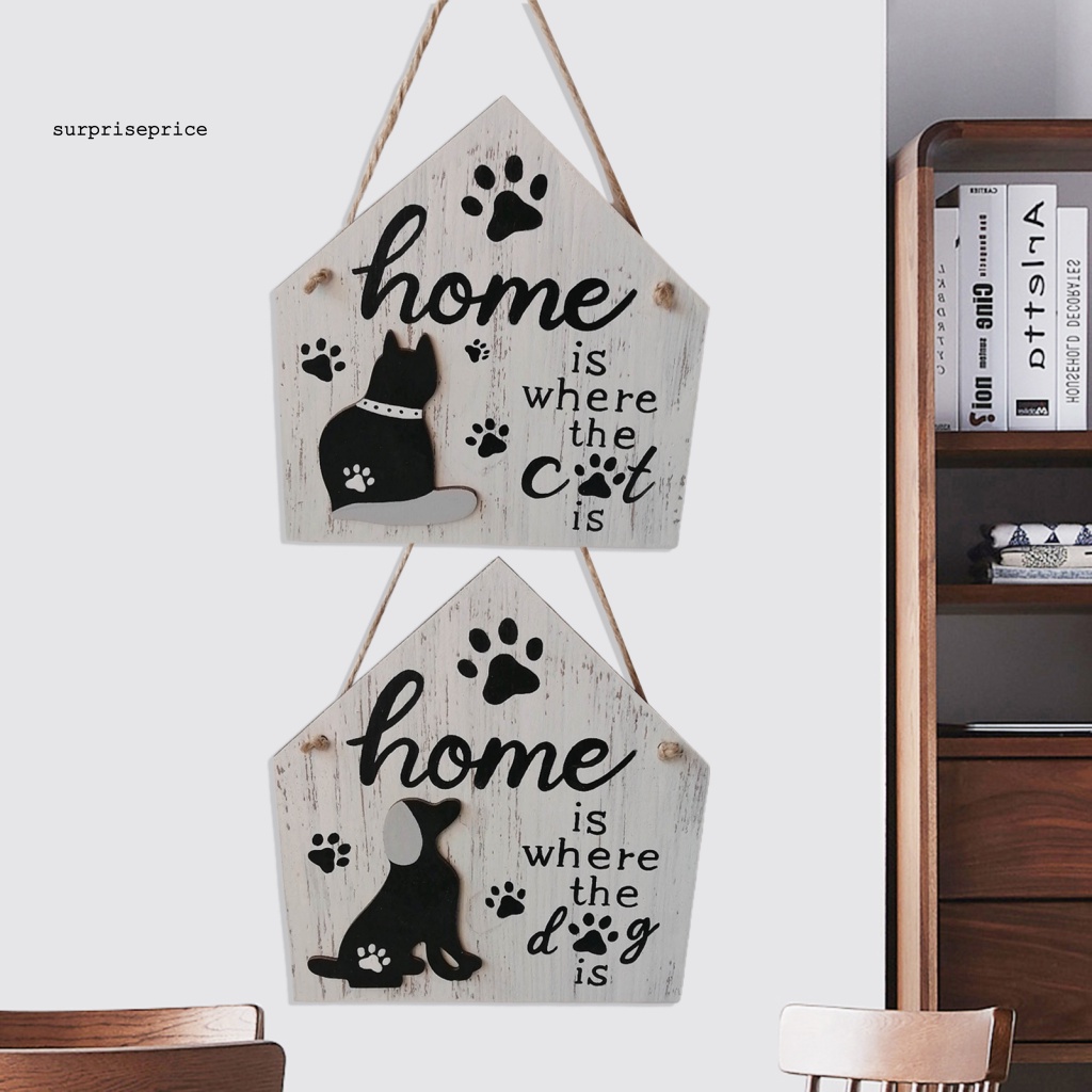 Bảng Gỗ Treo Tường Trang Trí Hình Chó Mèo Đáng Yêu