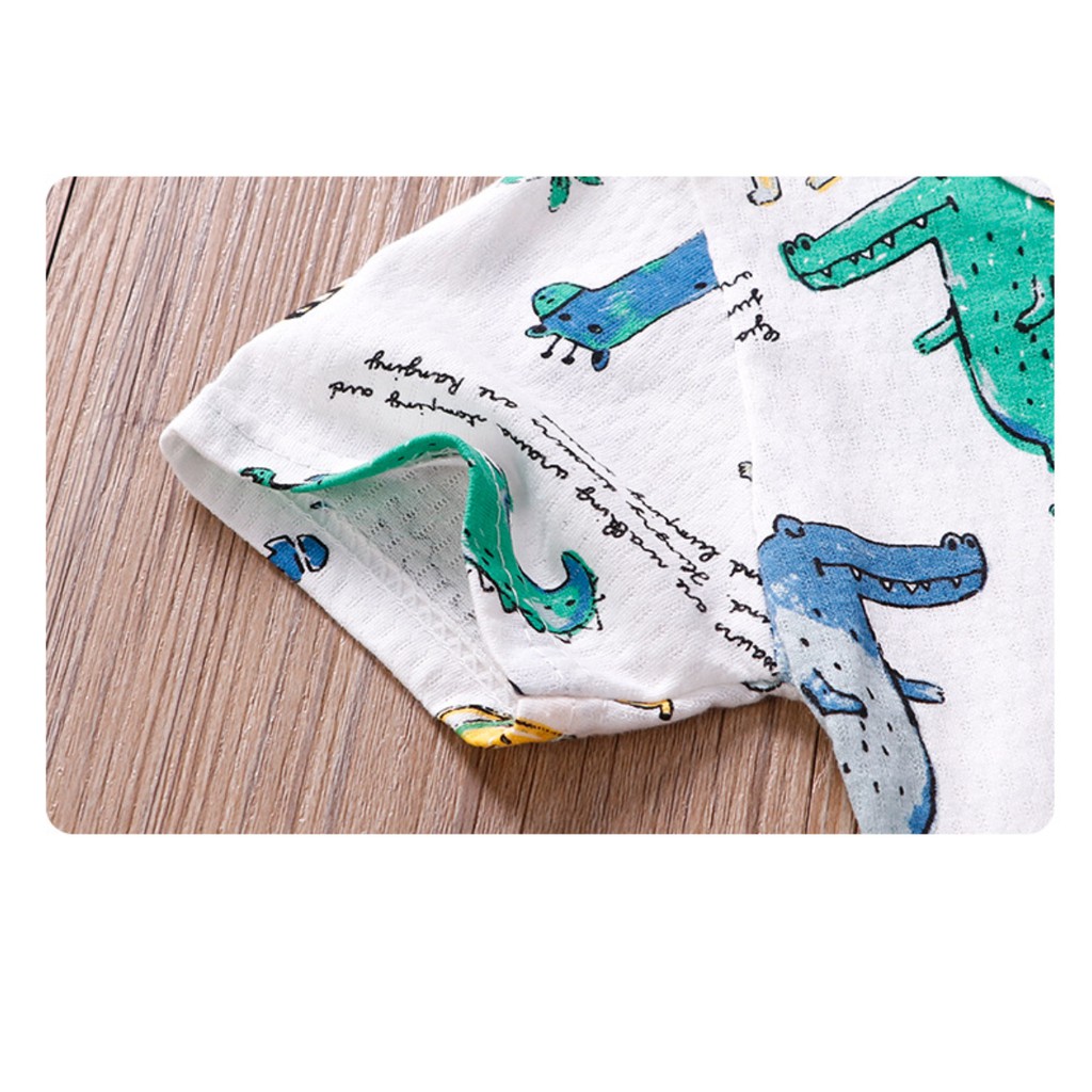 Bộ quần áo bé gái tay cộc chất liệu cotton sợi tre siêu mát in hình dễ thương phong cách Hàn Quốc Rhino Kids