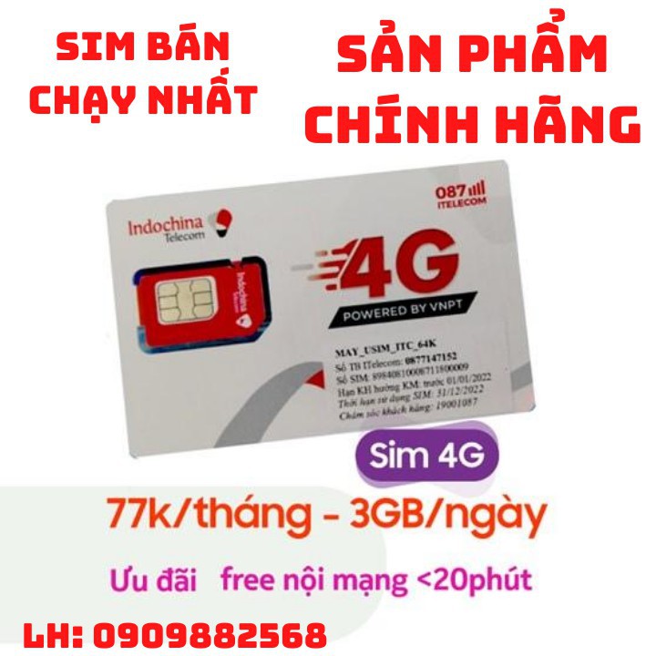 [FREESHIP] 🔥DATA KHỦNG🔥 Sim 4G ITelecom V77 Gói Cước MAY- Tặng 90GB/Tháng - Gọi Miễn Phí Vinaphone - 30Ph Ngoại Mạng +