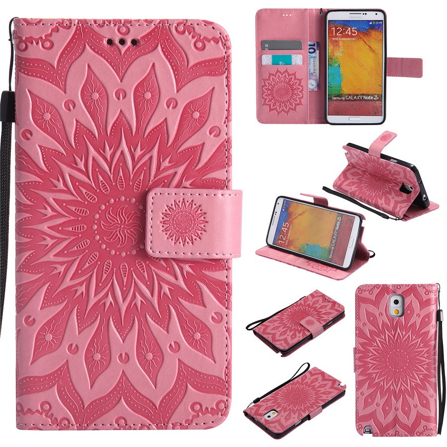 Bao da điện thoại dập họa tiết hoa mặt trời cho Samsung Note 3/Note 4/Note 5 | BigBuy360 - bigbuy360.vn