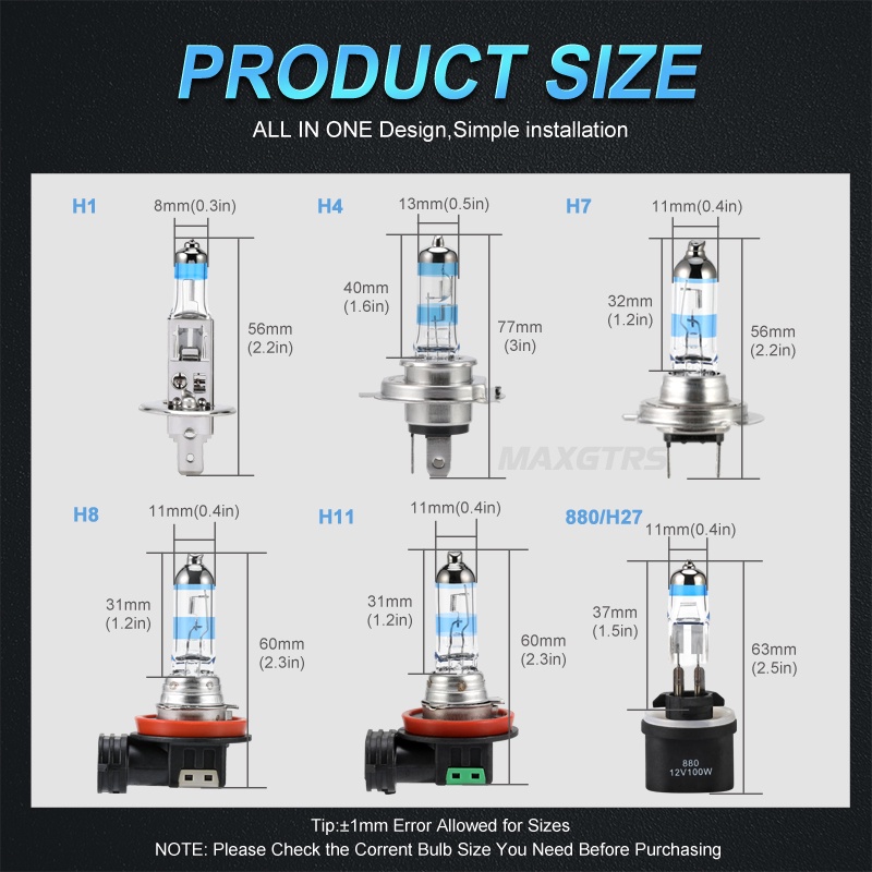 Đèn pha MAXGTRS 2x100W H1 H8 H11 9005 HB3 9006 HB4 HOD xtreme 3900K Xenon thay thế bóng đèn halogen ô tô