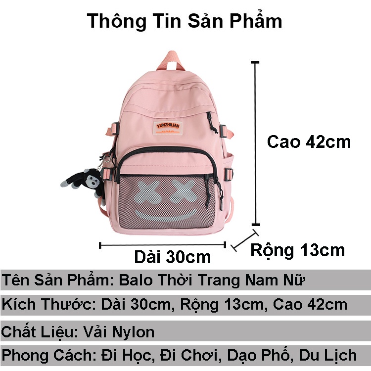 Balo nam nữ thời trang đi học QITI cặp đi học nam nữ đựng laptop phong cách đeo vai cao cấp