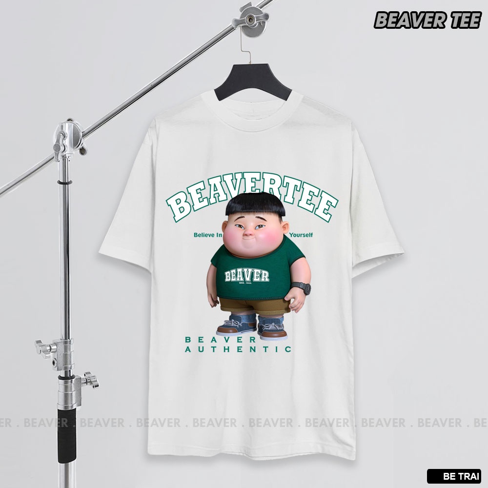 Set thun áo trắng/quần xanh lá Beaver Tee BÉ TRAI Local Brand tay lỡ form rộng nam nữ Unisex Freeship Extra