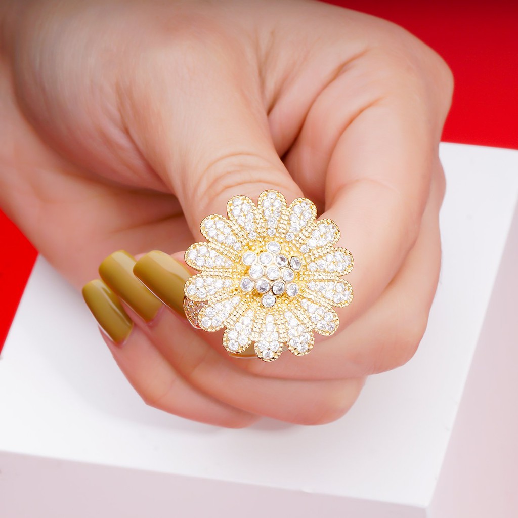 Nhẫn nữ UHA mạ vàng 18K đính đá CZ N470155-150