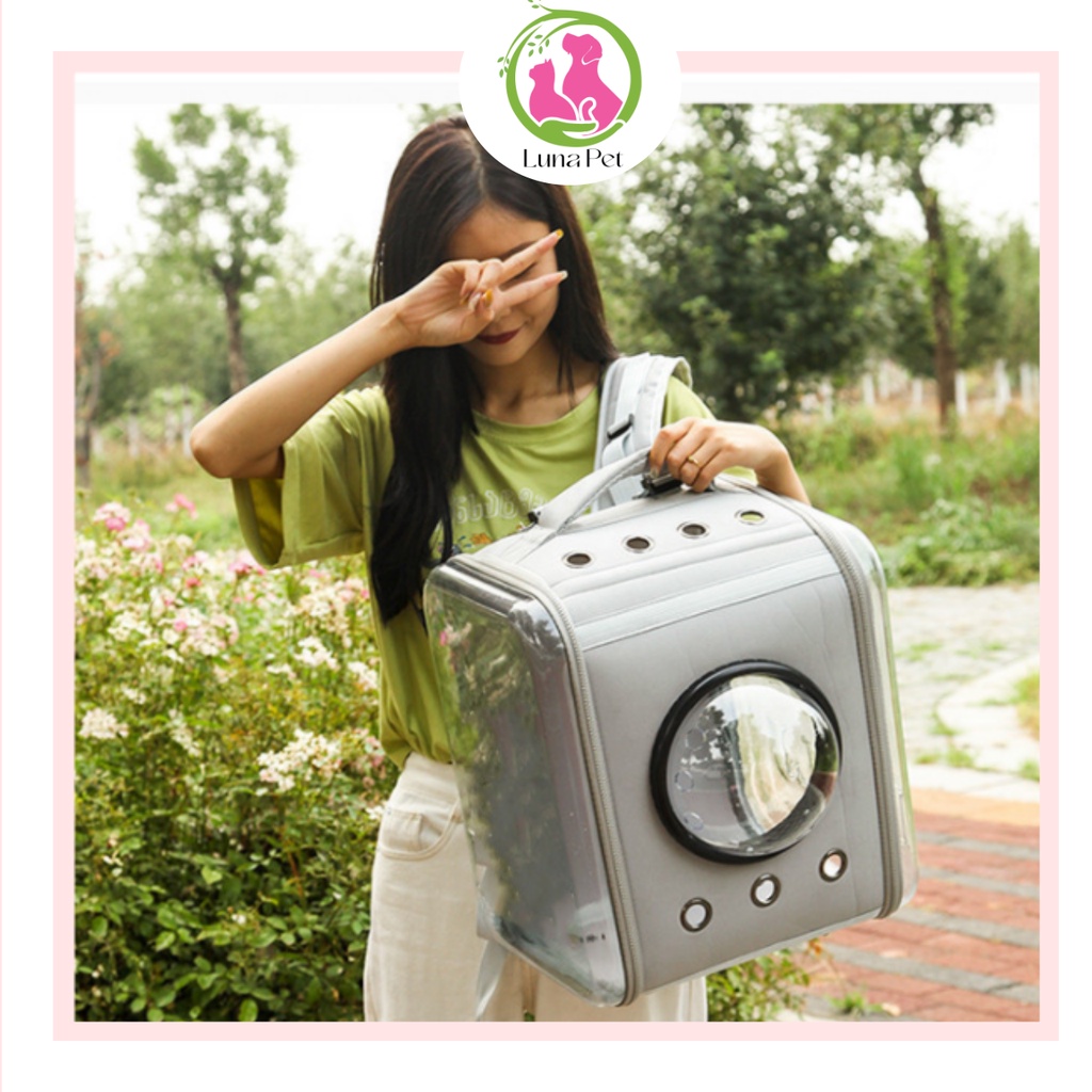 Balo phi hành gia cho thú cưng form lớn - balo trong suốt vận chuyển chó mèo cỡ lớn tiện lợi - Phụ kiện thú cưng