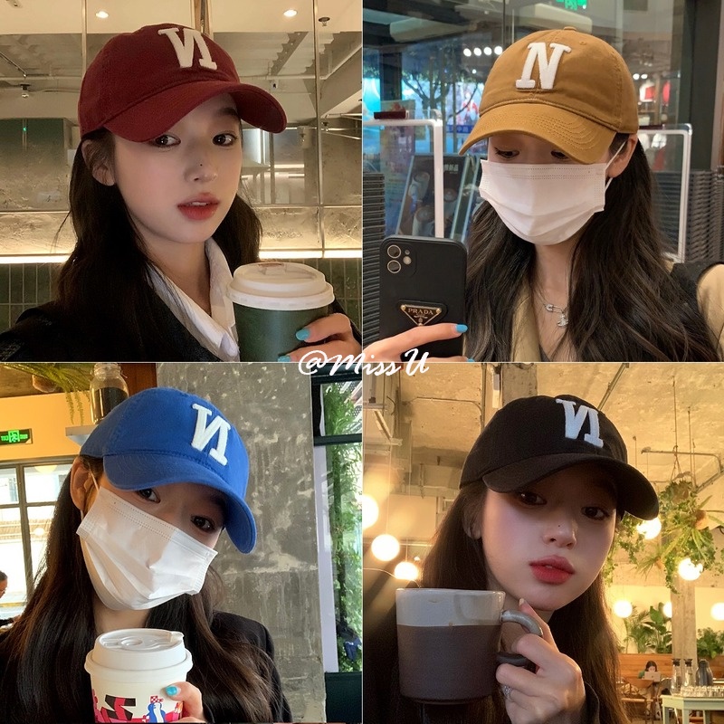 Mũ Lưỡi Trai Mềm Mại Họa Tiết Chữ N Phong Cách Hàn Quốc