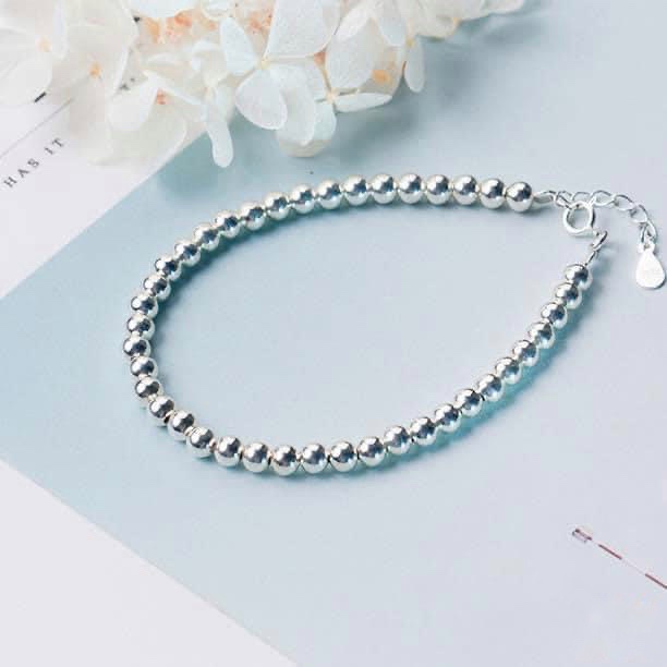 Lắc Tay Bạc Ta Cao Cấp CaoBac Silver Chuỗi Bi Đơn Giản, Cá TÍnh Cho Nữ