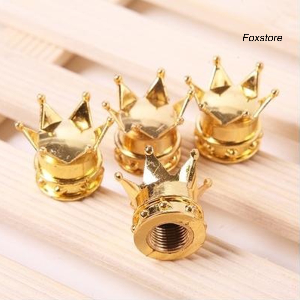 Set 4 nắp van bánh xe chống bụi hình vương miện