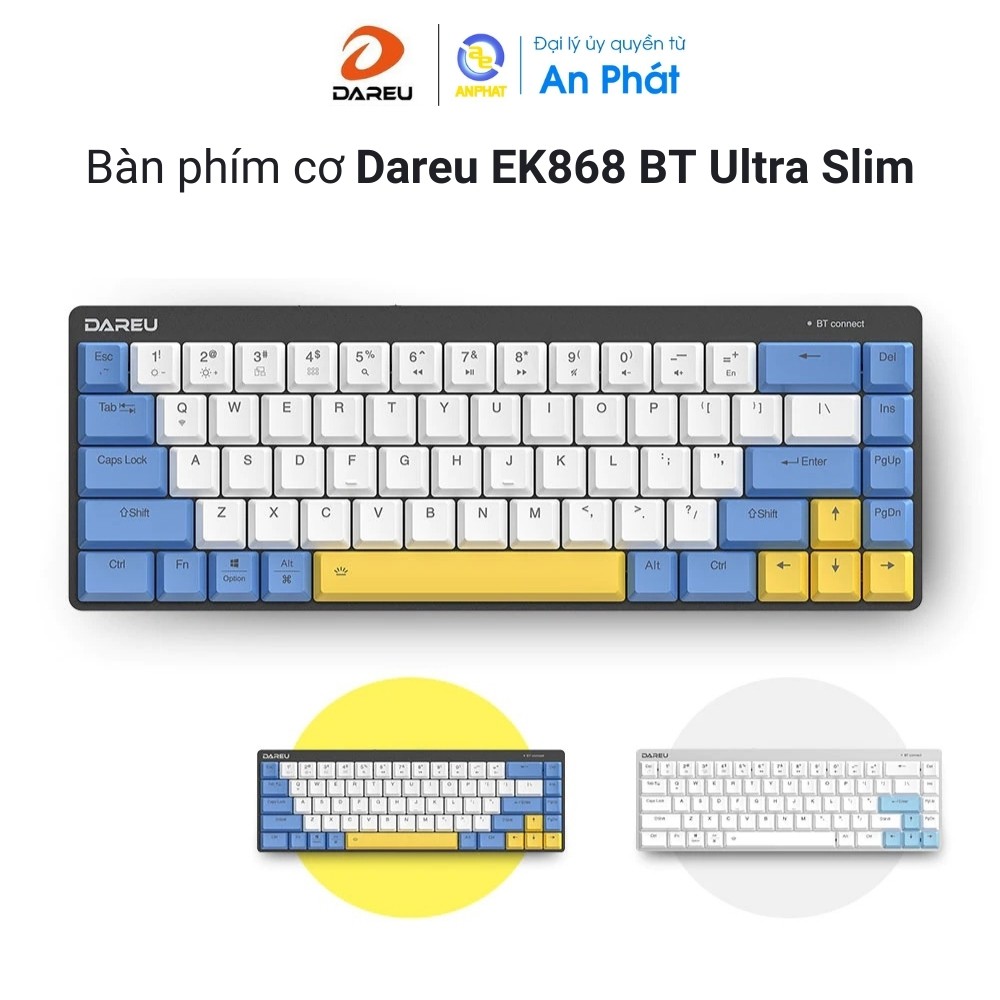 Bàn phím cơ DareU EK868 Bluetooth | Ultra Slim | Layout68 phím | Kết nối 3 thiết bị | hỗ trợ iOS, Andorid , Windows, Mac