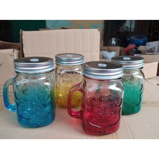 Cốc Thuỷ Tinh Có Nắp Cắm Ống Hút Và Tay Cầm 480ML, 350ML