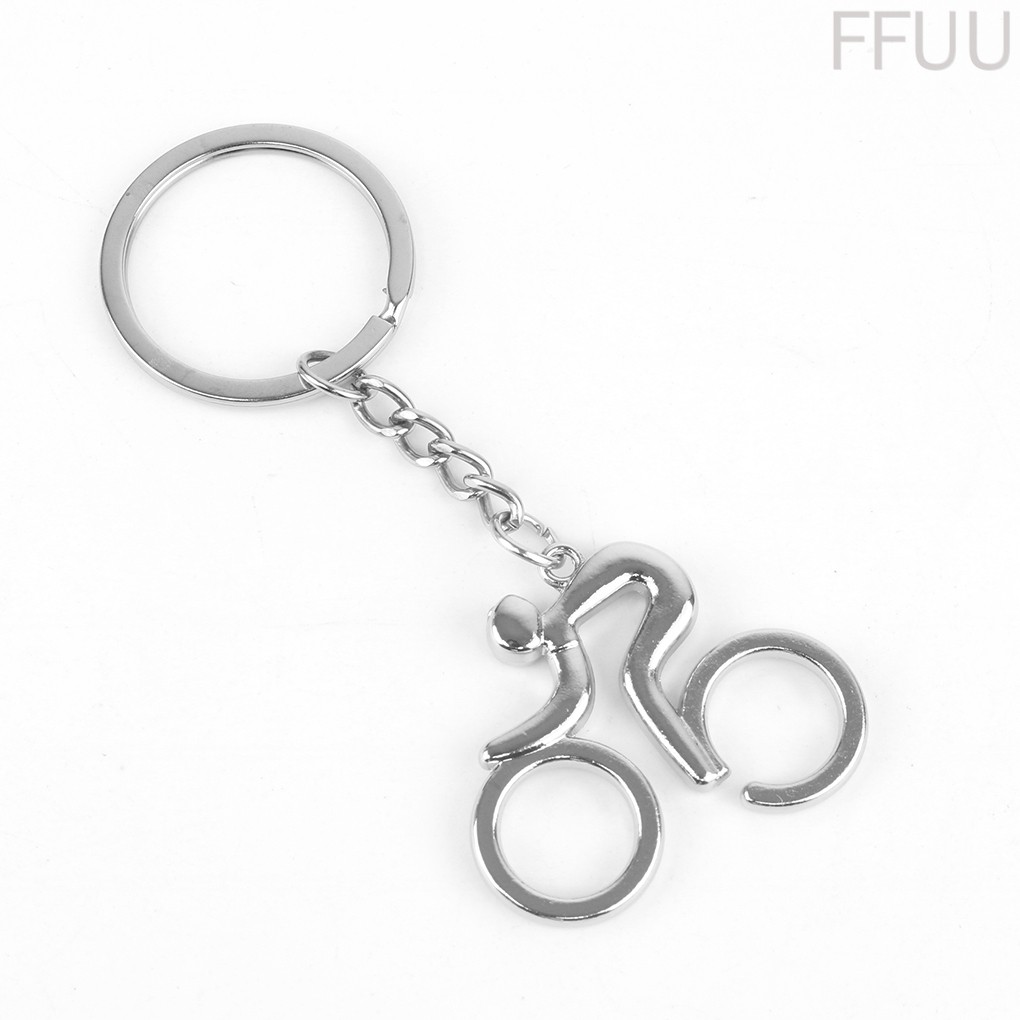 Móc khóa kim loại kiểu xe đạp độc đáo màu bạc