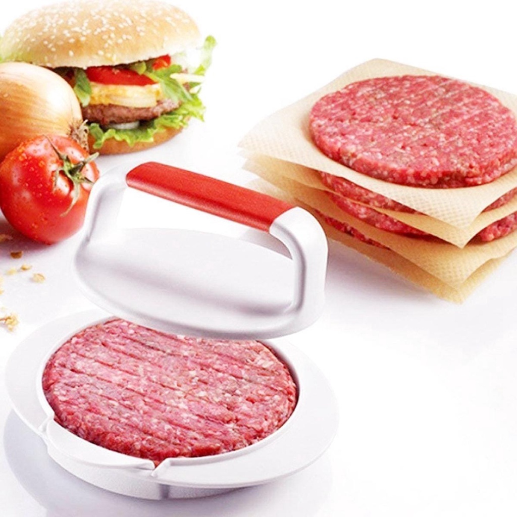 Bộ Dụng Cụ Ép Thịt Làm Hamburger Bằng Giấy Hình Tròn Kèm 100 Giấy Thay Thế Tiện Dụng