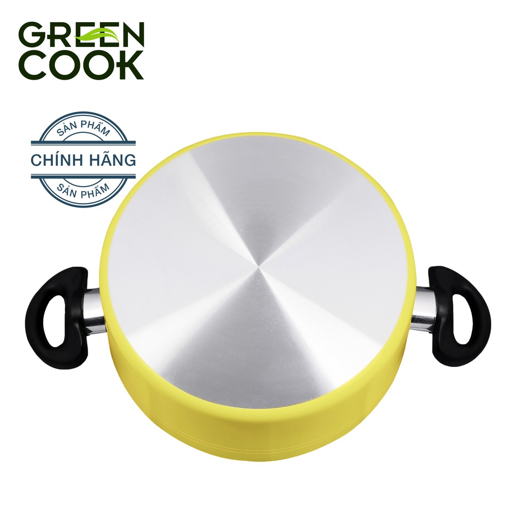 Nồi canh chống dính 24cm dung tích 4 lít Green Cook  ( Không dùng cho bếp từ )