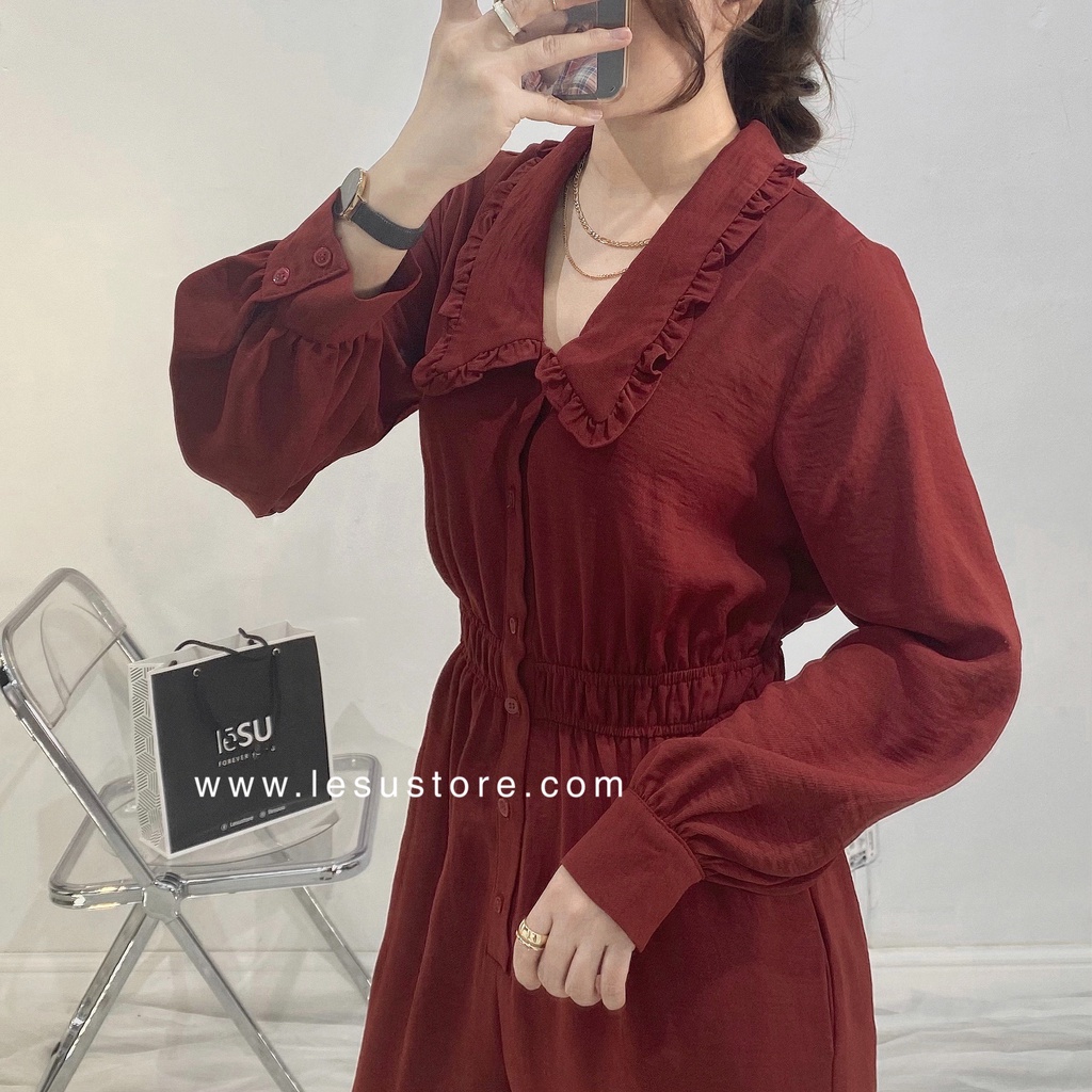 ẢNH TỰ CHỤP Jumpsuit dáng dài cổ sen tay dài