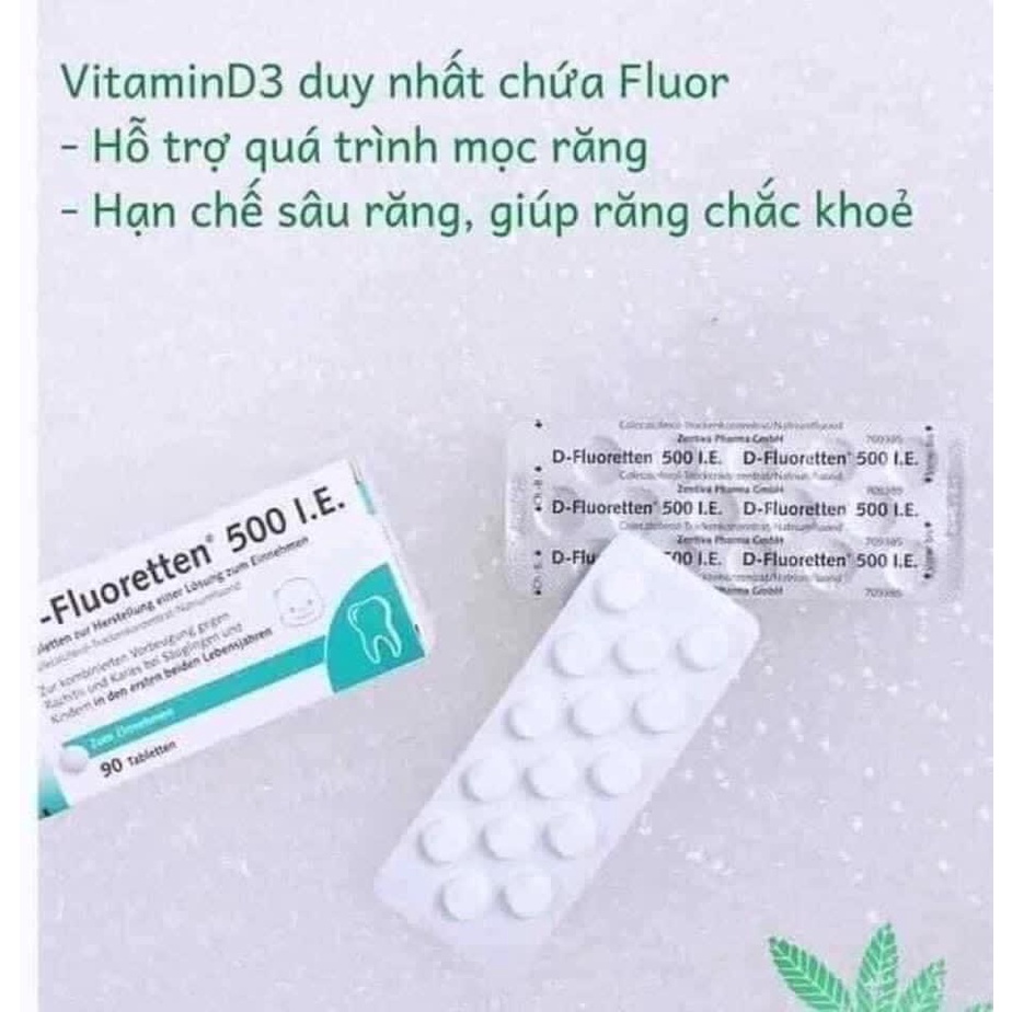 Viên Vitamin D3 Đức ⚡ CAM KẾT CHUẨN AUTH ⚡ Vitamin D Fluoretten 500 I.E bổ sung cho trẻ sơ sinh và trẻ nhỏ - Nội địa Đức