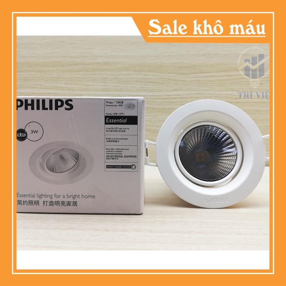 [CHÍNH HÃNG] Đèn led âm trần Philips 3W Kyanite - 4000K màu vàng nắng, Đèn chiếu điểm, đèn soi tranh, đèn cho quầy ba