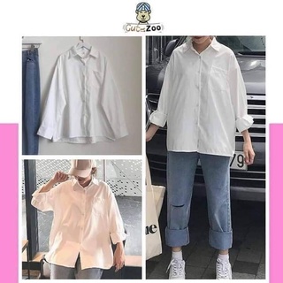 Sơ mi trắng dài tay túi ngực Chất thô voan mềm mịn