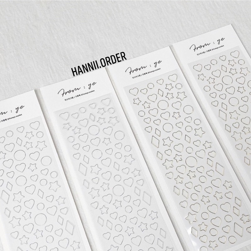 Sticker Decor Top Sổ Viền Bạc Ngôi Sao Trái Tim