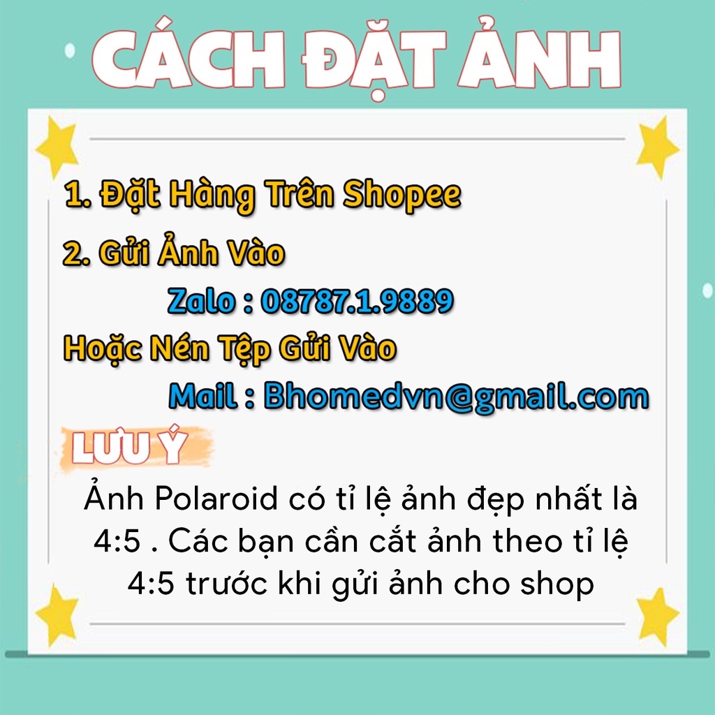 In ảnh Polaroid 1K theo yêu cầu kích cỡ 6x9cm , 5x7