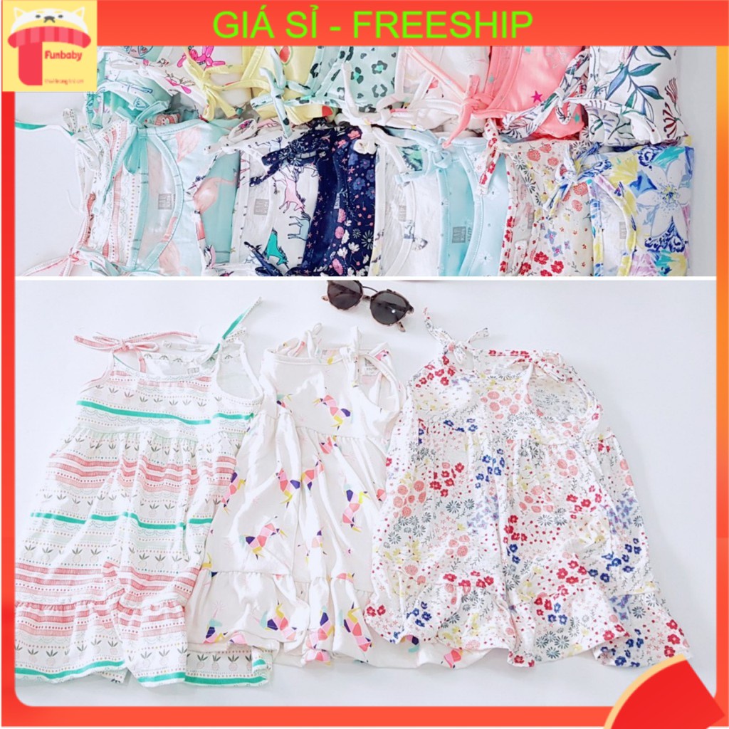 Váy 2 dây cho bé gái 4-14 tuổi xuất dư GAP, Đầm cotton trẻ em thoáng mát thấm hút mồ hôi