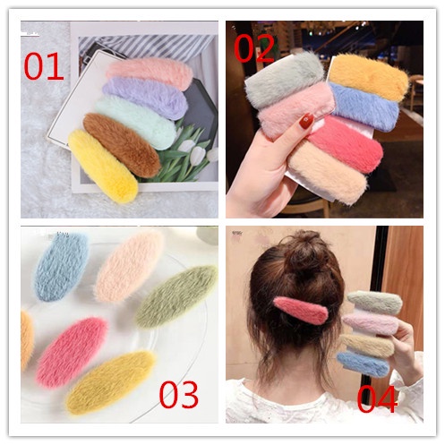 Kẹp tóc phối lông thời trang phong cách Hàn Quốc cho nữ