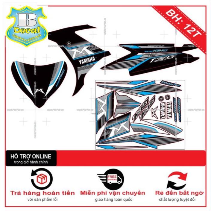 ( Quí khách vui lòng mang ra tiệm cho thợ dán ) Tem EX 2011 MX KING XANH ĐEN [Bi Decal]