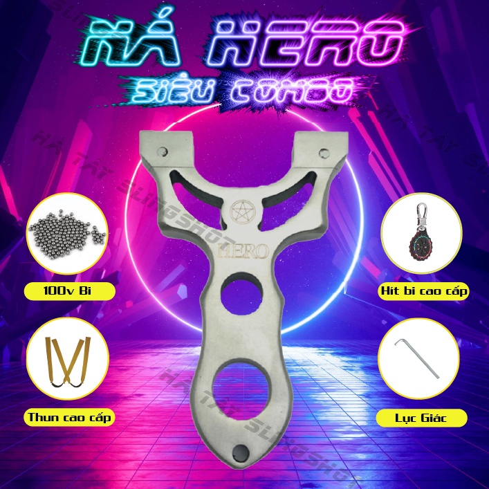 Ná cao su HERO inox 304 ( Tặng kèm thun, bi, hít bi)