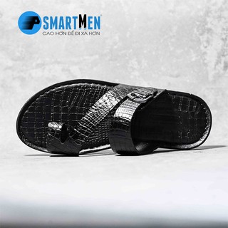 Dép Da bò thật SMARTMEN DSM-06 Đen