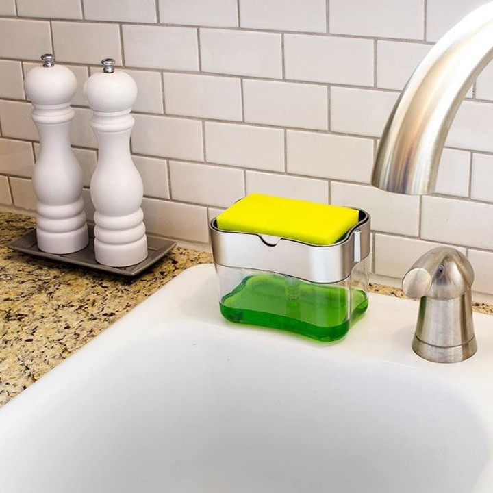 Hộp Đựng Nước Rửa Bát 2In1 Thông Minh Tặng Kèm Miếng Xốp Bọt Biển
