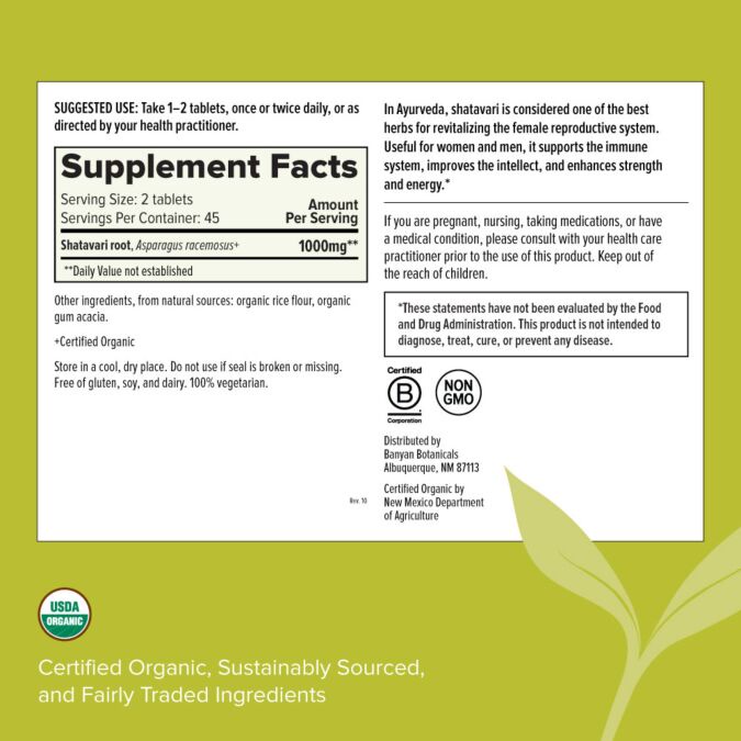 Banyan Botanicals - Shatavari tablets