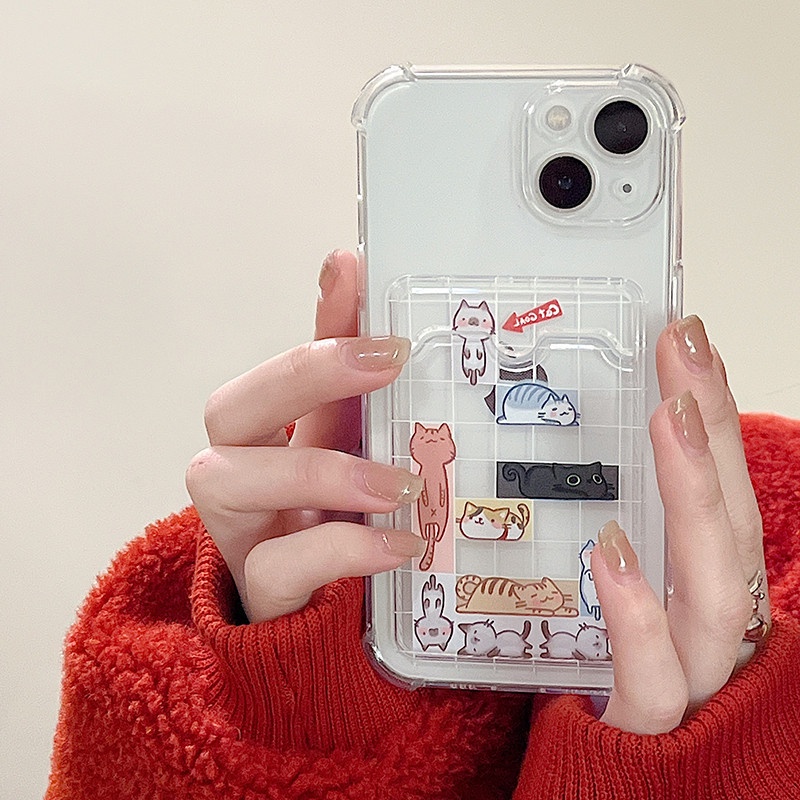 Ốp lưng iphone trong túi đựng thẻ ảnh mèo lười 6/6s/6plus/6splus/7/7plus/8/8plus/xs/11/12/13/14/pro/max/plus/promax TT12