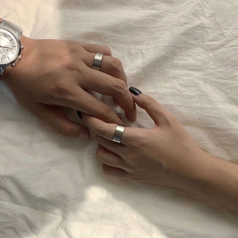 Nhẫn Bằng Thép Titan Màu Trơn Thiết Kế Đơn Giản Phong Cách Hàn Quốc Cho Nam Và Nữ