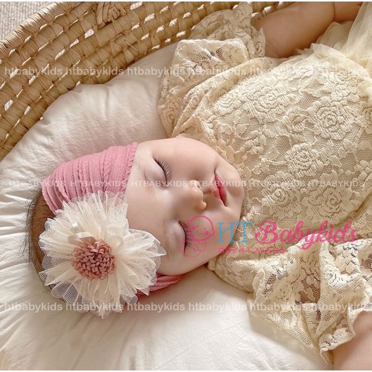 Băng Đô Cài Tóc Đính Hoa Kiểu Công Chúa Dễ Thương Cho Bé Gái