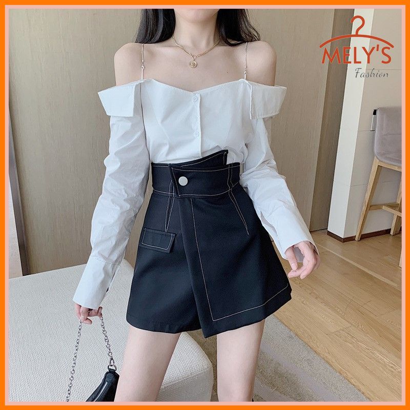 Quần giả váy nữ cạp cao viền chỉ nổi tôn dáng sang trọng có bigsize Mely's Fashion CV10