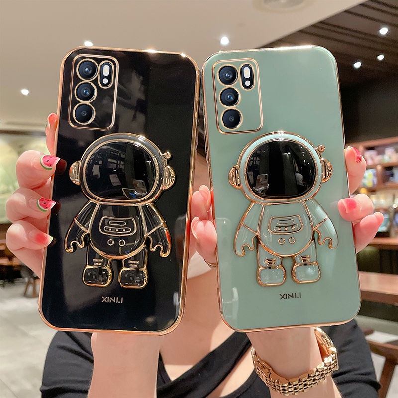 Tiktok Hot 3D Phi Hành Gia Đứng Vỏ Oppo Reno 6z Full Coverag Vỏ Dễ Thương Bảo Vệ Camera Giá Đỡ Điện Thoại Dễ Thương