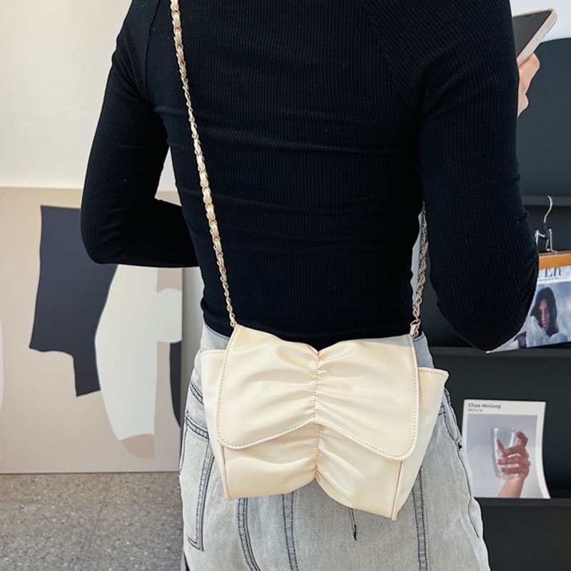 Túi Đeo Vai Phối Dây Xích Đính Nơ Thời Trang Cho Nữ