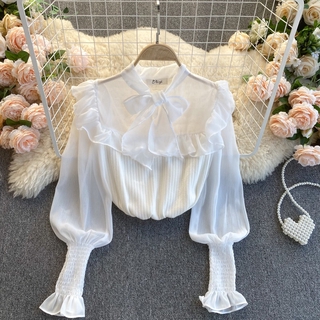 [Hàng order] Áo sơ mi cách điệu áo voan tiểu thư thanh lịch