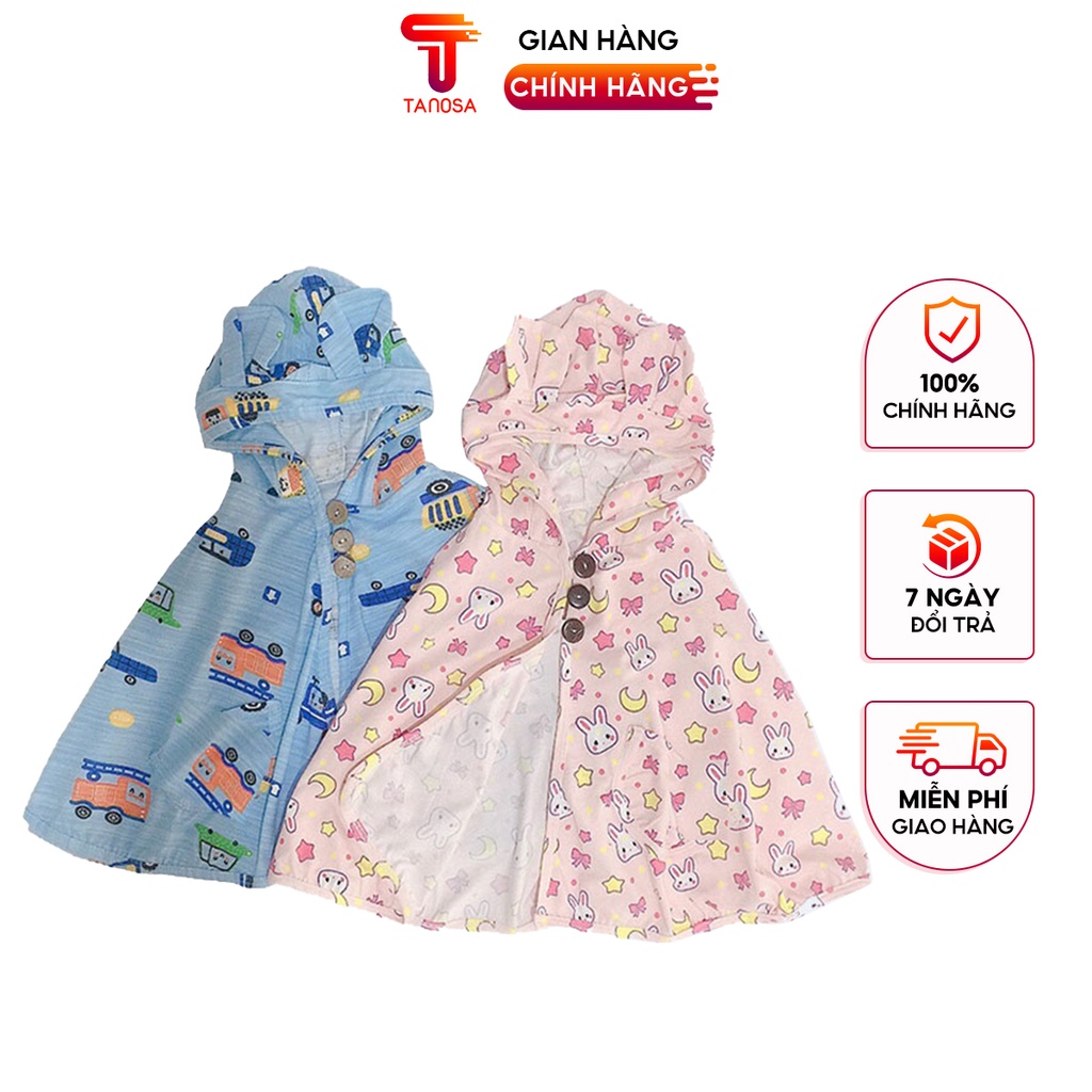 Áo choàng chống nắng cánh dơi cho bé chất liệu cotton cao cấp 4 chiều Tanosa