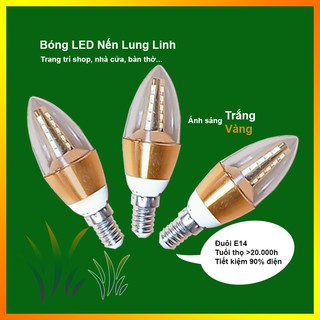 Bóng Nến Led đuôi E14 - 5W ánh sáng trắng vàng