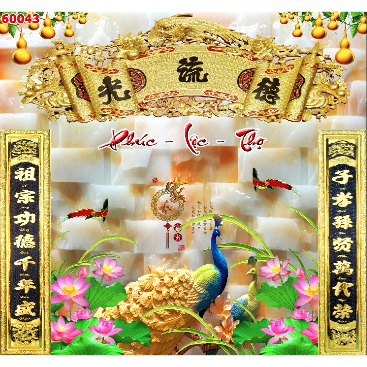 Tranh 3D dán tường Bàn thờ gian tiên Có keo sẵn