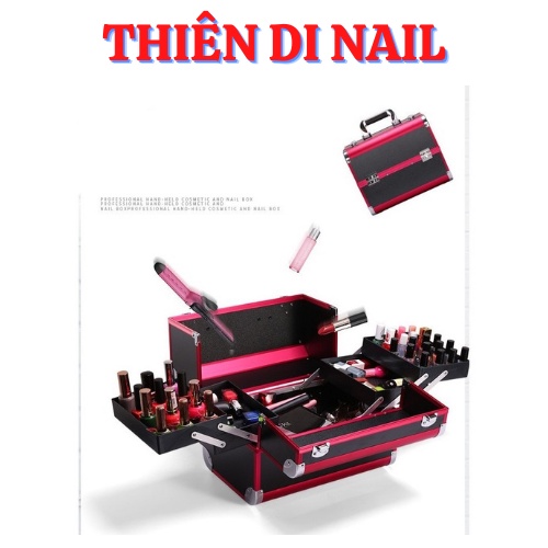 Cốp nhôm 4 ngăn - 2 cánh đựng đồ nail, nối mi, phun xăm Thiên Di Nail